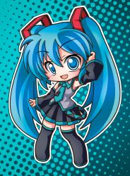  bad_id bad_pixiv_id blue_eyes blue_hair chibi detached_sleeves female hatsune_miku long_hair necktie shinjitsu solo twintails very_long_hair vocaloid 