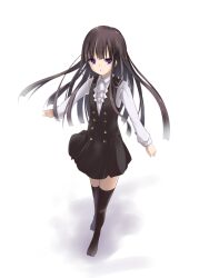  black_hair black_thighhighs commentary_request female inu_x_boku_ss long_hair purple_eyes school_uniform shirakiin_ririchiyo skirt solo thighhighs yuki_(sangeki5806) 