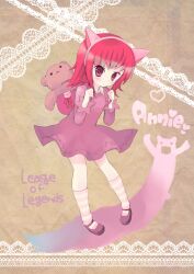  animal_ears annie_hastur backpack bag cat_ears fake_animal_ears female highres konatsu_miyu league_of_legends pink_hair solo 