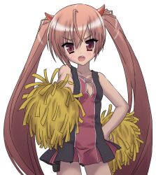  alternate_costume cheerleader commentary_request female hair_ribbon hidan_no_aria horn_hair_ornament kanzaki_h._aria pom_pom_(cheerleading) red_eyes red_hair ribbon shin_(4869shin4062) solo twintails 