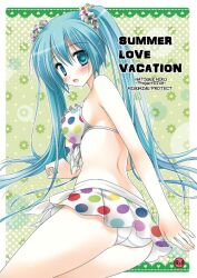  aqua_eyes aqua_hair ass bad_id bad_pixiv_id bikini bikini_skirt blush breasts commentary_request female frilled_bikini frills front-tie_top hatsune_miku kanna_satsuki large_breasts long_hair looking_back multicolored_polka_dots open_mouth photoshop_(medium) polka_dot polka_dot_bikini polka_dot_scrunchie project_diva_(series) project_diva_f scrunchie solo summer_idol_(vocaloid) swimsuit swimwear_(module) twintails very_long_hair vocaloid 