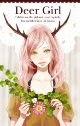  bad_id bad_pixiv_id blue_eyes blush copyright_request english_text female flower freckles gradient_eyes holding horns lips long_hair miya_(akatabi_dante) multicolored_eyes nail_polish pink_eyes pink_hair solo upper_body wavy_hair 