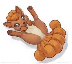  2017 adam_wan anus cute nintendo pokemon simple_background spread_legs spreading video_games vulpix zaush 