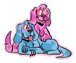  2018 ambiguous_gender blue&#039;s_clues blue_(blue&#039;s_clues) blue_body blue_fur blue_nose canid canine canis digital_drawing_(artwork) digital_media_(artwork) domestic_dog duo feral fur head_tuft linklyshow magenta_(blue&#039;s_clues) mammal markings nickelodeon pink_body pink_fur pink_nose simple_background spots spotted_body spotted_fur tongue tongue_out tuft white_background 