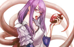  blood glasses kamishiro_rize long_hair purple_eyes purple_hair tokyo_ghoul zhouran 