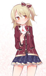  alternate_costume bad_id bad_pixiv_id blazer blue_skirt blush bow bowtie brown_bow brown_eyes brown_jacket closed_mouth collarbone envelope female hair_between_eyes hairbow heart holding holding_envelope idolmaster idolmaster_cinderella_girls idolmaster_cinderella_girls_starlight_stage jacket letter light_brown_hair long_hair long_sleeves looking_away looking_to_the_side love_letter love_letter_(idolmaster) morikubo_nono one_side_up photoshop_(medium) plaid plaid_bow plaid_bowtie plaid_skirt pleated_skirt red_bow red_bowtie school_uniform shirt skirt solo uccow white_shirt 