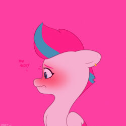  1:1 2024 absurd_res artist_name blue_eyes blue_mane blushing_profusely bust_portrait closed_frown dialogue digital_drawing_(artwork) digital_media_(artwork) english_description english_text equid equine eyebrows eyelashes feathered_wings feathers female female_feral feral flat_colors frown fur gold_ear_ring hasbro heart_symbol hi_res insult insulting_viewer mammal mane mlp_g5 mouth_closed multicolored_mane my_little_pony mythological_creature mythological_equine mythology pegasus pink_background pink_eyebrows pink_mane pink_wings portrait short_mane side_view simple_background solo starburst_uwu text two_tone_mane two_tone_wings white_body white_fur white_wings wings zipp_storm_(mlp) 