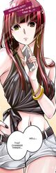  artist_request cellphone citrus_(saburouta) crop_top earrings english_text female holding holding_phone jewelry long_hair looking_at_viewer phone solo source_request taniguchi_harumi 