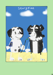  anthro beargarbage bluey_(series) border_collie canid canine canis collie dalmatian domestic_dog duo frank_(bluey) happy herding_dog hi_res lolicon mackenzie&#039;s_dad_(bluey) male male/male mammal pastoral_dog sheepdog young 