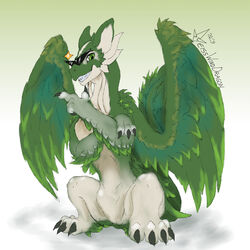  1:1 2020 4_fingers 4_toes digital_media_(artwork) dragon feathered_dragon feathered_scalie feathered_wings feathers feet feral fingers green_eyes hi_res looking_at_viewer male mythological_creature mythological_scalie mythology scalie semi-anthro smile solo tail toes weisswinddragon wingless_dragon wings 