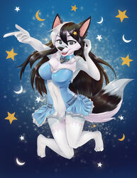  absurd_res accessory anthro big_breasts breasts canid canine celestial_star_polygon female hair hair_accessory hi_res long_hair mammal pinup pose solo sparkittyart star star_accessory stars_around_body stars_around_entire_body tagme 