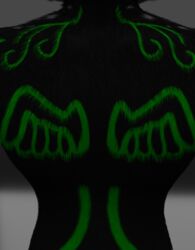  3d_(artwork) black_body black_fur digital_media_(artwork) fur green_markings hi_res markings solo zephyrpanthur 