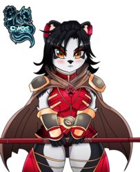  alpha_channel amber_eyes anthro armor bear black_body black_fur black_hair blush breasts cape chun_mei_the_panda clothed clothing darkfang100 darkfangcomics ear_piercing female frown fur giant_panda hair legwear mammal multicolored_body multicolored_fur ninja piercing scowl skimpy solo staff stealth_the_series two_tone_body two_tone_fur warrior white_body white_fur wide_hips 