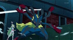  alternate_costume alternate_hairstyle animated animated female gym_leader koruni_(pokemon) lucario mega_lucario mega_pokemon pokemon pokemon_(anime) 