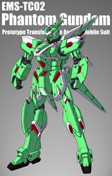  character_name clenched_hands crossbone_gundam crossbone_gundam_ghost csg glowing glowing_eyes grey_background gundam highres korean_commentary mecha mobile_suit no_humans orange_eyes phantom_gundam robot science_fiction solo standing 