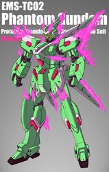  character_name clenched_hands crossbone_gundam crossbone_gundam_ghost csg glowing glowing_eyes grey_background gundam highres korean_commentary mecha mobile_suit no_humans orange_eyes phantom_gundam robot science_fiction solo standing v-fin 