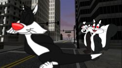  3d_(artwork) angry anthro deviantart digital_media_(artwork) fandomjdbx female heart_symbol ibispaint_(artwork) jealous looney_tunes male penelope_pussycat pepe_le_pew source_filmmaker_(artwork) sylvester_(looney_tunes) the_looney_tunes_show warner_brothers 