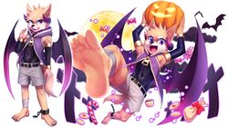  5_toes abs absurd_res anthro athletic athletic_anthro athletic_male barefoot bat candy candy_cane canid canine claws cross cuff_(restraint) cupcake dessert fangs feet food foot_focus fox fruit halloween hi_res holidays horn humanoid_feet kemono male mammal manadezimon moon plant plantigrade pumpkin restraints shackles solo teeth toes v-cut vampire young young_anthro young_male 