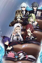  2boys 6+girls aponia_(honkai_impact) bare_shoulders binoculars black_gloves black_hairband breasts brown_gloves brown_hair chalice cleavage closed_eyes closed_mouth covering_own_mouth cup eden_(honkai_impact) elbow_gloves elysia_(honkai_impact) elysia_(miss_pink_elf)_(honkai_impact) futa_with_female futanari gloves green_eyes green_hair hair_between_eyes hair_intakes hairband hat headpiece highres holding holding_cup honkai_(series) honkai_impact_3rd implied_fellatio implied_futanari kevin_kaslana large_breasts long_hair long_sleeves mobius_(honkai_impact) multiple_boys multiple_girls open_mouth pink_hair purple_hair quanx70909457 raiden_mei raiden_mei_(danzai_spectramancer) red_eyes red_hair roller_coaster su_(honkai_impact) sunglasses triangle_mouth v veil vill-v water white_hair 