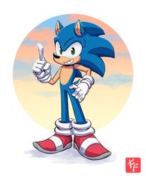  2020 5_fingers anthro black_nose blue_body blue_hair clothing digital_media_(artwork) eulipotyphlan fingers footwear gesture gloves grin hair handwear hedgehog hi_res male mammal pointing sega shoes smile sonic_the_hedgehog sonic_the_hedgehog_(series) tan_body toto_draw 