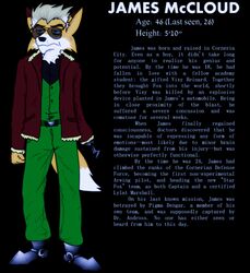  2011 a_fox_in_space anthro archived_source biped canid canine clothed clothing dipstick_ears dipstick_tail ear_markings english_text eyewear fox fredryk_phox fully_clothed hair james_mccloud male mammal markings mature_male missing_arm multicolored_ears multicolored_hair nintendo prosthetic prosthetic_arm prosthetic_limb solo star_fox sunglasses tail tail_markings text 