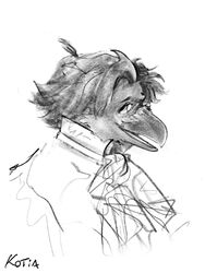  3:4 absurd_res anthro avian beak bird clothed clothing corvid corvus_(genus) digital_media_(artwork) feathers hi_res joseph_corbeau kotia male monochrome open_mouth oscine passerine raven simple_background solo victorian 