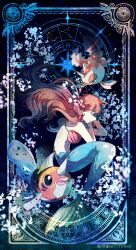  aqua_eyes closed_eyes closed_mouth commentary_request constellation earrings evolutionary_line eyelashes fangs female fish goldeen half-closed_eyes highres horns jewelry kasumi_(pokemon) long_hair lunatone mermaid mermaid_misty_(pokemon) monster_girl necklace official_alternate_costume official_alternate_hairstyle orange_hair poke_ball_symbol pokemon pokemon_(anime) pokemon_(classic_anime) pokemon_(creature) seaking shell shell_bikini single_horn sky star_(sky) starry_sky yyy9696yyy zodiac 