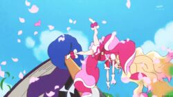  animated animated blonde_hair cure_flora dress earrings epic female fighting gloves go!_princess_precure haruno_haruka jewelry long_hair magical_girl multicolored_hair petals pink_hair precure two-tone_hair white_gloves zetsuborg 