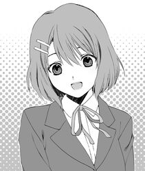  bad_id bad_pixiv_id female greyscale hirasawa_yui it k-on! lowres monochrome sakuragaoka_high_school_uniform school_uniform short_hair solo 