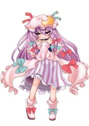  commentary_request crescent crescent_hat_ornament female full_body hat hat_ornament highres knees lolicon long_hair mayuge_inu patchouli_knowledge purple_eyes purple_hair shy solo touhou transparent_background 