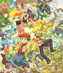  3girls 6+boys barry_(pokemon) bidoof bronzor chatot cherubi chimchar combee dawn_(pokemon) drifloon gardenia_(pokemon) gastly jpeg_artifacts lucas_(pokemon) luxio mars_(pokemon) mr._berlitz multiple_boys multiple_girls munchlax paka_(pokemon) piplup pokemon pokemon_(creature) pokemon_adventures ponyta purugly roark_(pokemon) rowan_(pokemon) shinx staraptor starter_pokemon_trio turtwig uji_(pokemon) yapo_(mess) zubat 