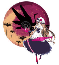  alternate_costume female full_body hafuri hat photoshop_(medium) solo touhou yakumo_yukari 