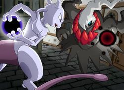  aura_sphere battle dark_void darkrai duplicate mewtwo no_humans pokemoa pokemon pokemon_(anime) pokemon_(creature) 