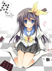  bad_id bad_pixiv_id female himehagi_sakumi kneehighs long_hair purinpurin school_uniform secret_game serafuku skirt socks solo 