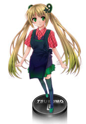  apron bad_id bad_pixiv_id blonde_hair blush copyright_request female green_eyes long_hair skirt solo sweater_vest thighhighs tsukumo-tan twintails yoshida_inuhito 