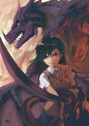  aituoku alternate_emblem bad_id bad_pixiv_id brown_eyes brown_hair brown_sweater brown_sweater_vest brown_vest dragon emblem female hair_ornament hairclip highres holding holding_sword holding_weapon long_hair magnetism metal metal_sand misaka_mikoto photoshop_(medium) psychic school_uniform science_fiction sleeveless sleeveless_sweater solo summer_uniform sweater sweater_vest sword toaru_kagaku_no_railgun toaru_majutsu_no_index tokiwadai_school_uniform vest weapon 