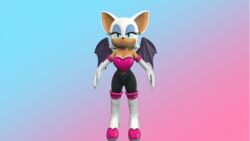  2019 3d_(artwork) 3d_animation animated anthro bat blue_eyes breasts chromakoros cleavage clothed clothing digital_media_(artwork) female fur gradient_background makeup mammal rouge_the_bat sega short_playtime simple_background solo sonic_the_hedgehog_(series) tan_body tan_skin white_body white_fur wings 