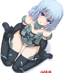  :d bad_id bad_pixiv_id black_gloves black_thighhighs blue_hair blush dd_(ijigendd) elbow_gloves eyebrows female frame_arms_girl from_above gloves looking_at_viewer materia_(frame_arms_girl) materia_kuro mecha_musume numbered open_mouth panties purple_eyes shadow short_hair simple_background sitting smile solo thighhighs underwear wariza white_background white_panties 