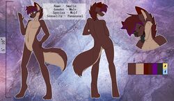  5_fingers anthro ass biped canid canine canis english_text fingers fur hair looking_at_viewer male mammal model_sheet nude singingbirdstudio smalle solo standing text wolf 