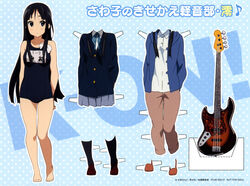  akiyama_mio artist_request barefoot bass_guitar black_eyes black_hair female highres hood hoodie instrument k-on! kisekae legs long_hair object_in_clothes object_in_swimsuit official_art one-piece_swimsuit paper_doll photoshop_(medium) sakuragaoka_high_school_uniform scan school_swimsuit school_uniform skirt solo swim_cap swimsuit unworn_swim_cap 