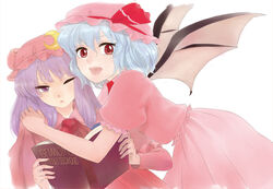  2girls aturou0129 bad_id bad_pixiv_id book long_hair multiple_girls patchouli_knowledge remilia_scarlet touhou 