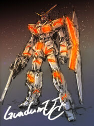  commentary_request glowing gundam gundam_unicorn highres kurita_shin&#039;ichi mecha no_humans nt-d robot unicorn_gundam 