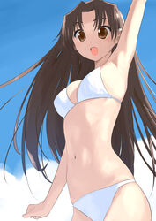  amatsuka_hikaru armpits baby_princess bikini brown_eyes brown_hair female kusaka_souji long_hair solo standing swimsuit white_bikini 