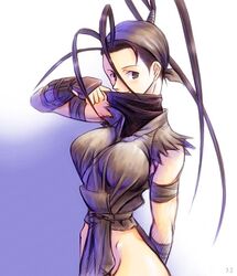  bad_id bad_pixiv_id bandages black_hair bonnie_(rsg) breasts cleavage female hip_vent ibuki_(street_fighter) large_breasts ninja no_panties ponytail solo street_fighter 