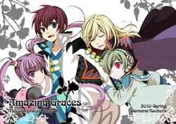  2010 3boys asbel_lhant blonde_hair blue_eyes brown_hair cape chimosuke commentary_request copyright_name female green_hair lambda_(tales) multiple_boys purple_eyes purple_hair red_eyes richard_(tales) sophie_(tales) tales_of_(series) tales_of_graces tears twintails 