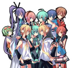  6+boys ahoge aqua_eyes aqua_hair blonde_hair blue_eyes blue_hair blue_scarf brown_eyes brown_hair commentary_request detached_sleeves female genderswap_(ftm) green_hair gumi gumiya hatsune_miku hatsune_mikuo kagamine_len kagamine_rin kagamine_rinto kaito_(vocaloid) kamui_gakupo long_hair male_focus md5_mismatch megurine_luka megurine_luki meiko_(vocaloid) meito mikiya multiple_boys necktie pima_mashiro pink_hair ponytail purple_hair red_eyes red_hair resolution_mismatch rule_63 scarf sf-a2_miki short_hair smile source_smaller twintails vocaloid 