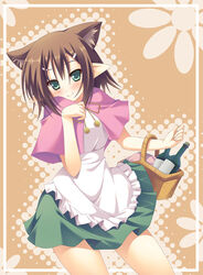  1boy alcohol animal_ears bad_id bad_pixiv_id baka_to_test_to_shoukanjuu basket capelet dog_ears extra_ears hitoguchi_(hioxhio) kinoshita_hideyoshi male_focus otoko_no_ko pointy_ears solo 