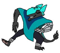  2d_animation animated anthro bandage barefoot biped capcom claws clothed clothing dancing devil_may_cry feet garchomp-sex-toy humor meme motion_tweening nails parody poncho prosthetic prosthetic_arm prosthetic_limb pull_my_devil_trigger sergal short_playtime solo tail 