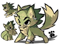  4:3 black_eyes canid canine canis crossover ear_piercing feral kittenpawprints male mammal nintendo piercing solo the_legend_of_zelda toon_link twilight_princess wind_waker wolf wolf_link 