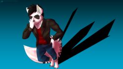  16:9 4k absurd_res anthro aviators biped black_hair canid canine canis clothed clothing digital_media_(artwork) felid hair hi_res hybrid james_lancaster mammal pantherine shaded skylosminkan solo striped_body stripes tiger widescreen wolf 